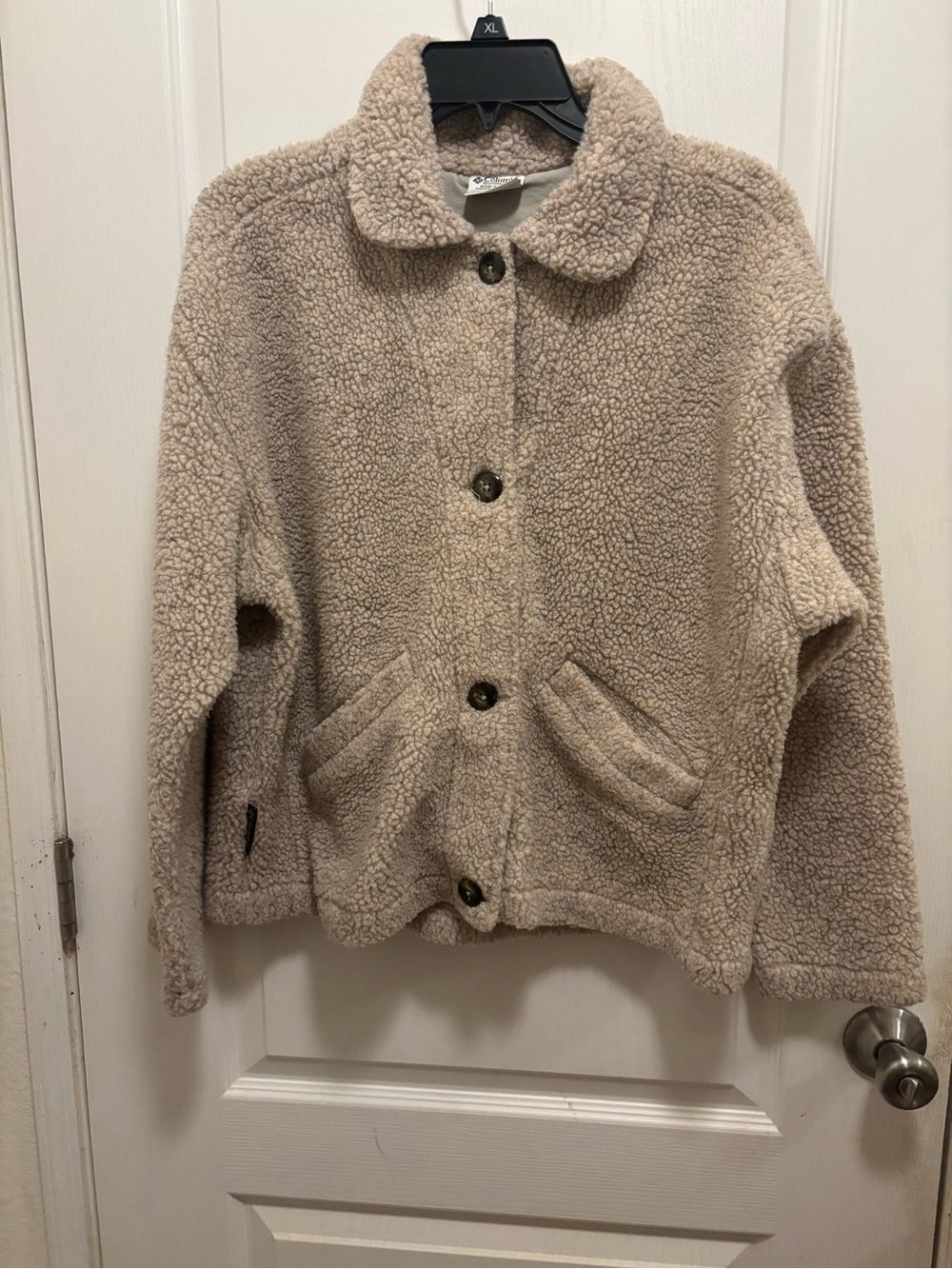 Cozy Beige Sherpa Button-Front Jacket